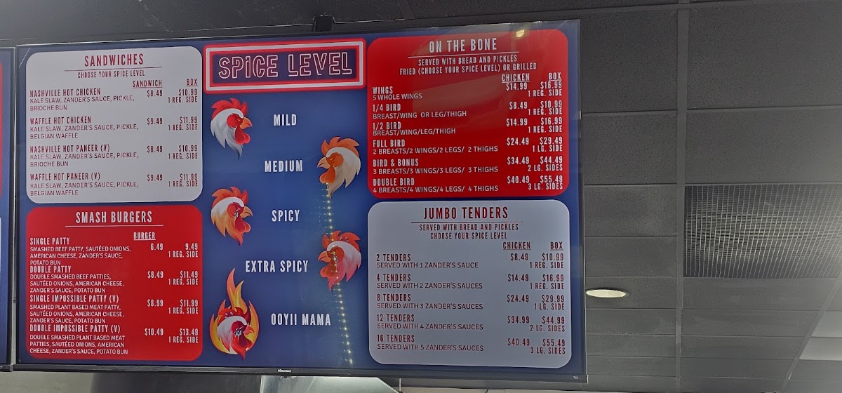 Sumah Hot Chicken menu board