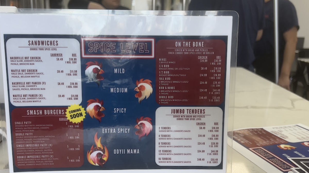 Sumah Hot Chicken menu board