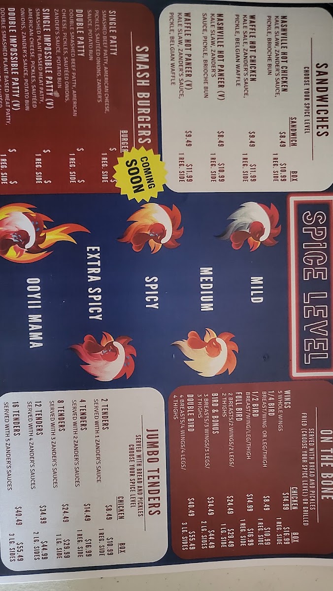 Sumah Hot Chicken menu board