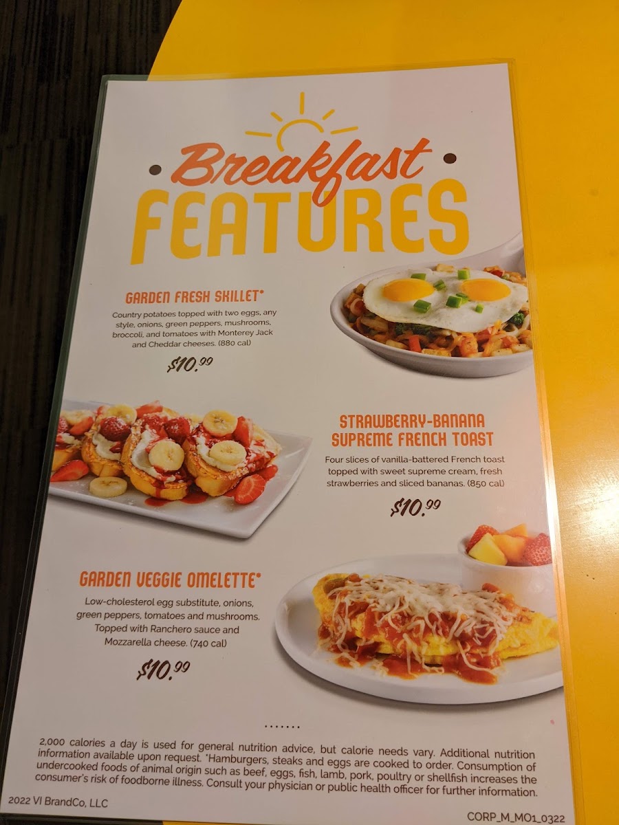 Village Inn menu board
