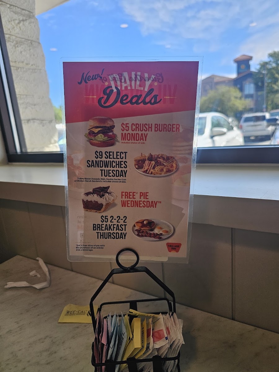 Village Inn menu board