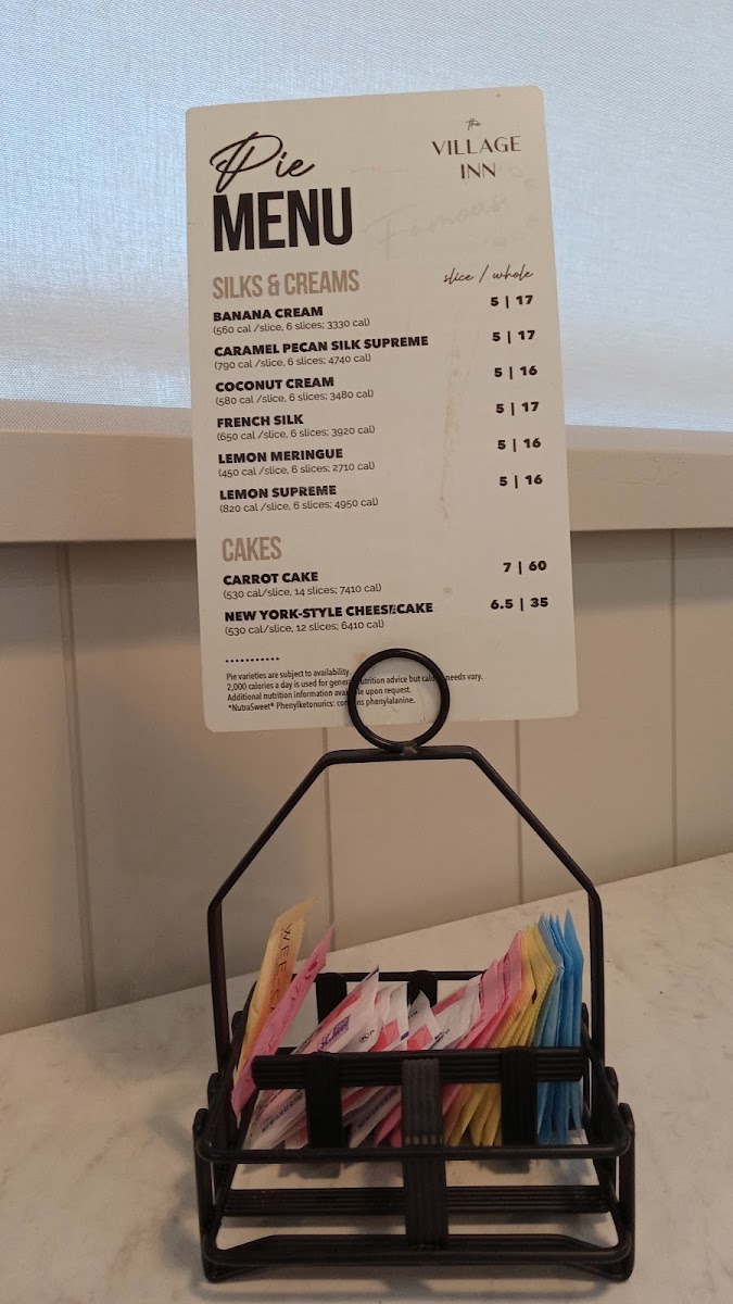 Village Inn menu board