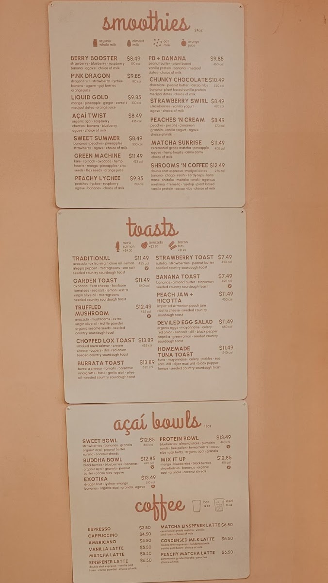 Whata Peach menu board