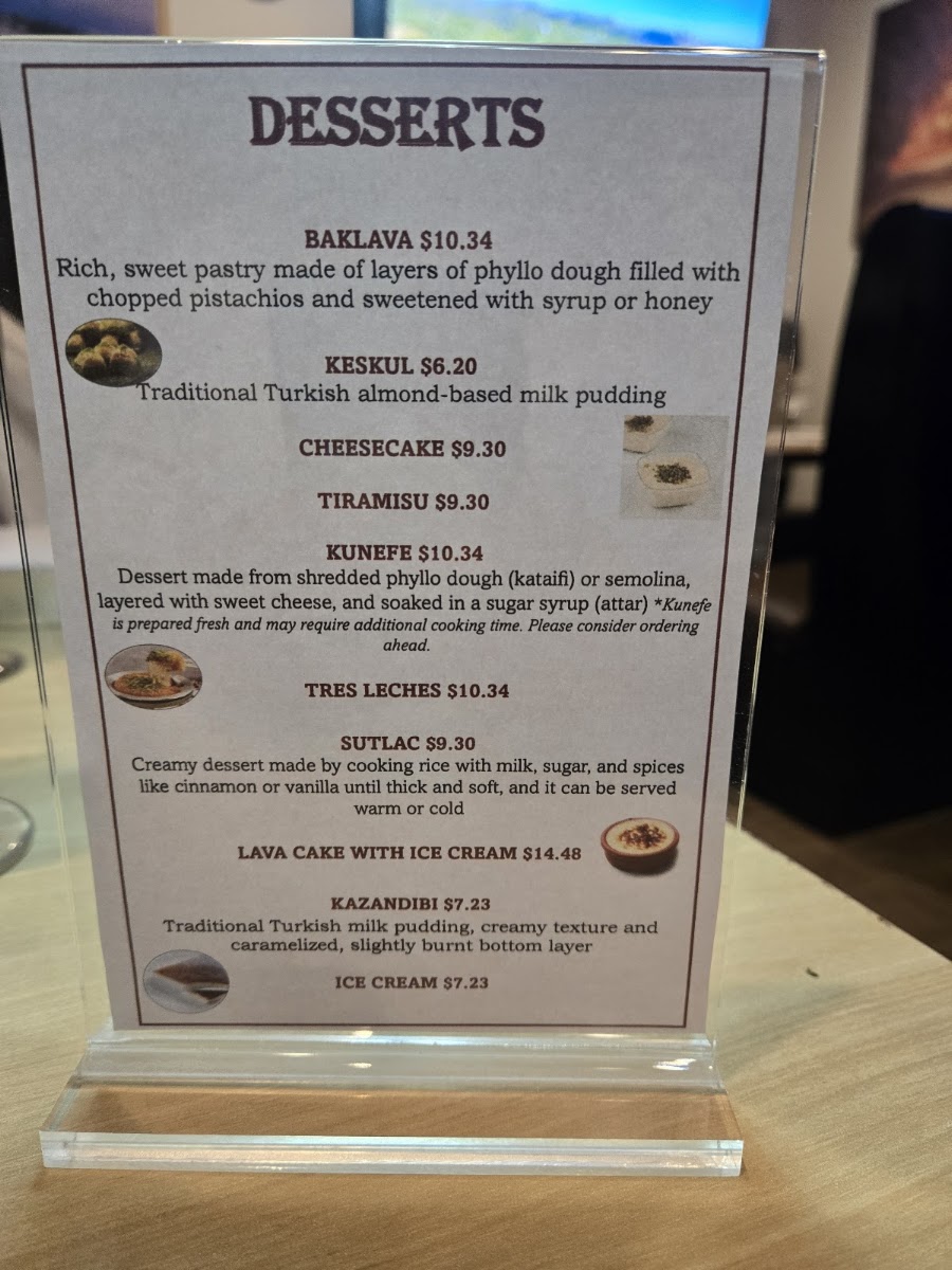 Sparta Mediterranean Cuisine & Pizza menu board