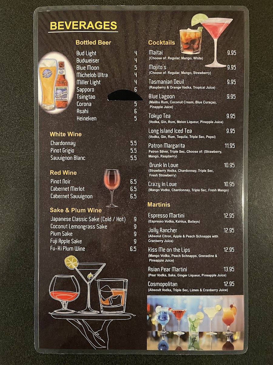 Kiku Fusion Japanese & Chinese Restaurant menu board
