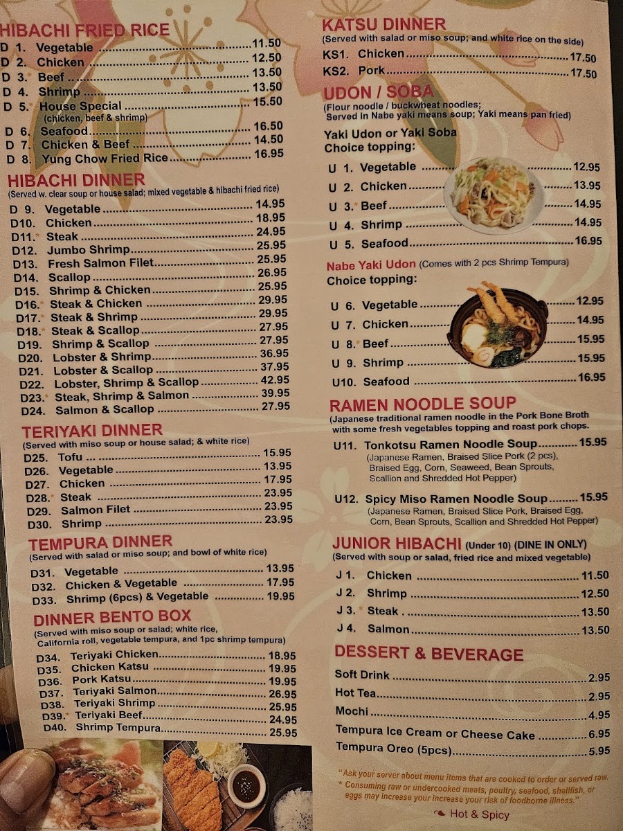 Kiku Fusion Japanese & Chinese Restaurant menu board