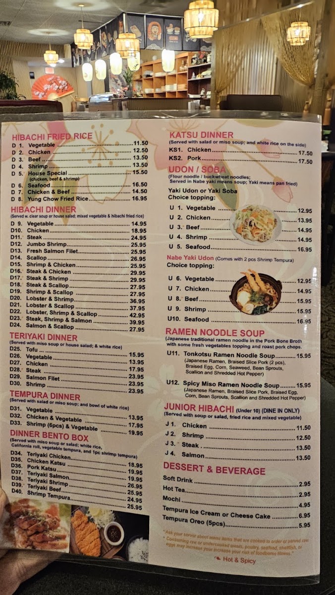 Kiku Fusion Japanese & Chinese Restaurant menu board