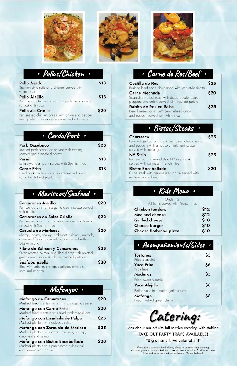Ventanas | Bar and Restaurant menu board