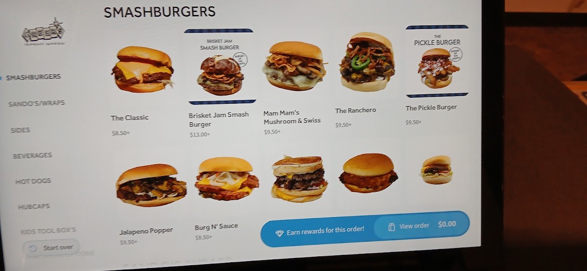 Greer’s Burger Garage menu board