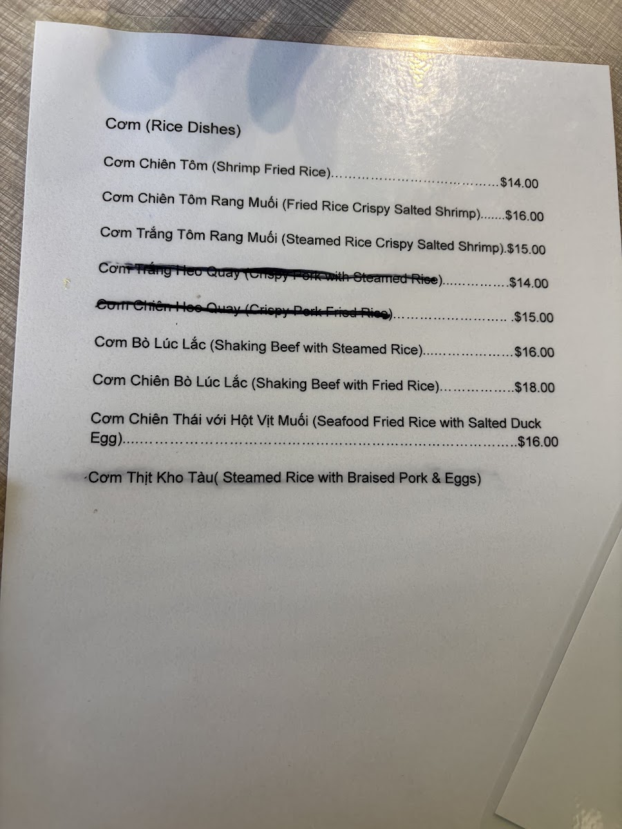 Gốc Vietnam Restaurant menu board