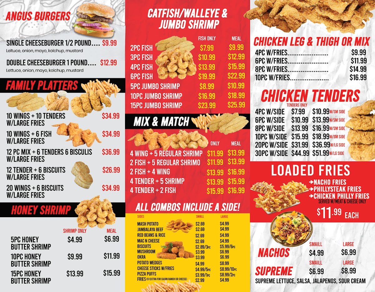 Krispy Krunchy Chicken and Jays FoodMart menu board