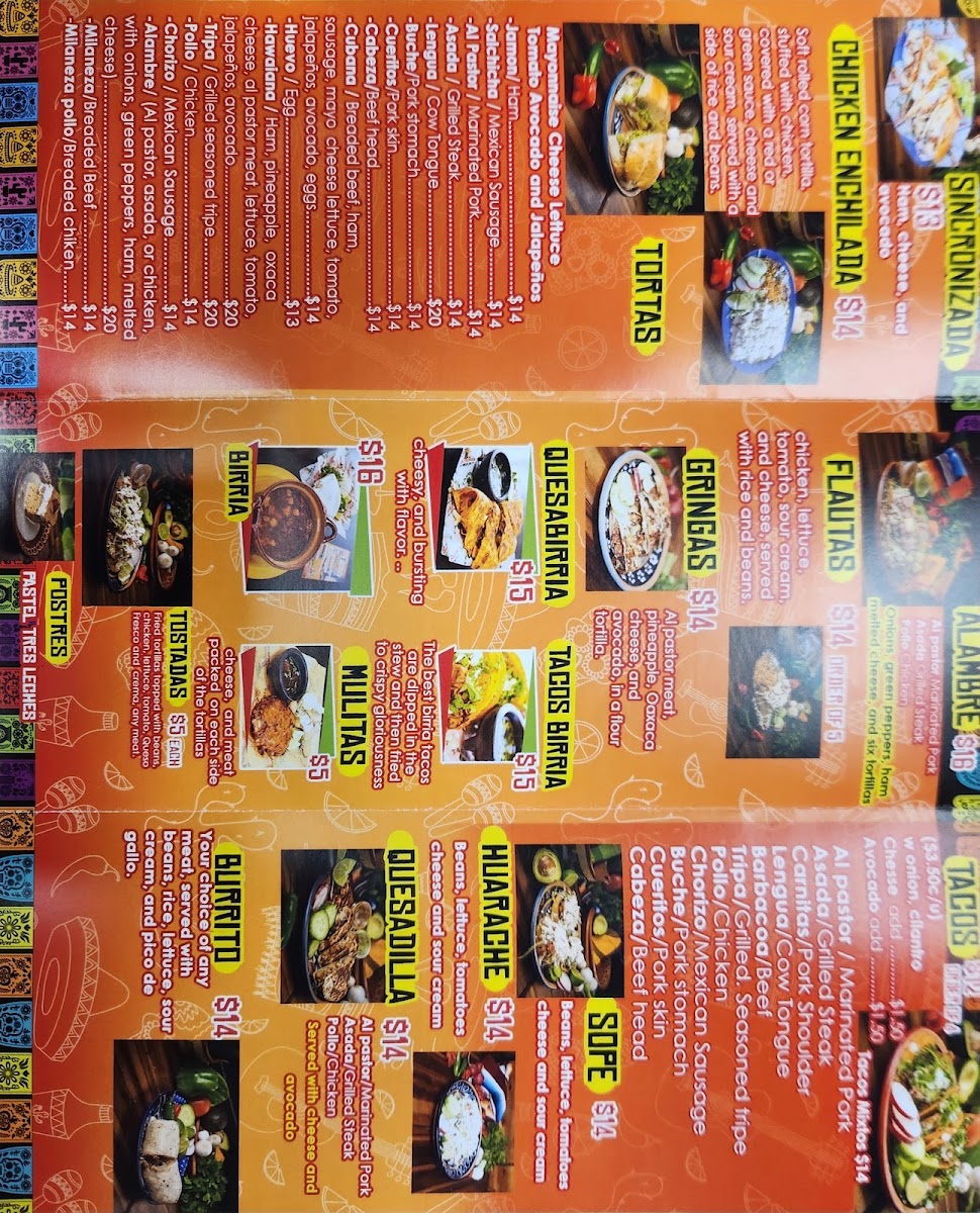 Taqueria Los Primos menu board