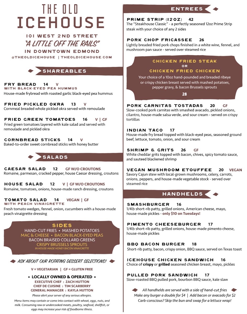 The Old Icehouse menu board