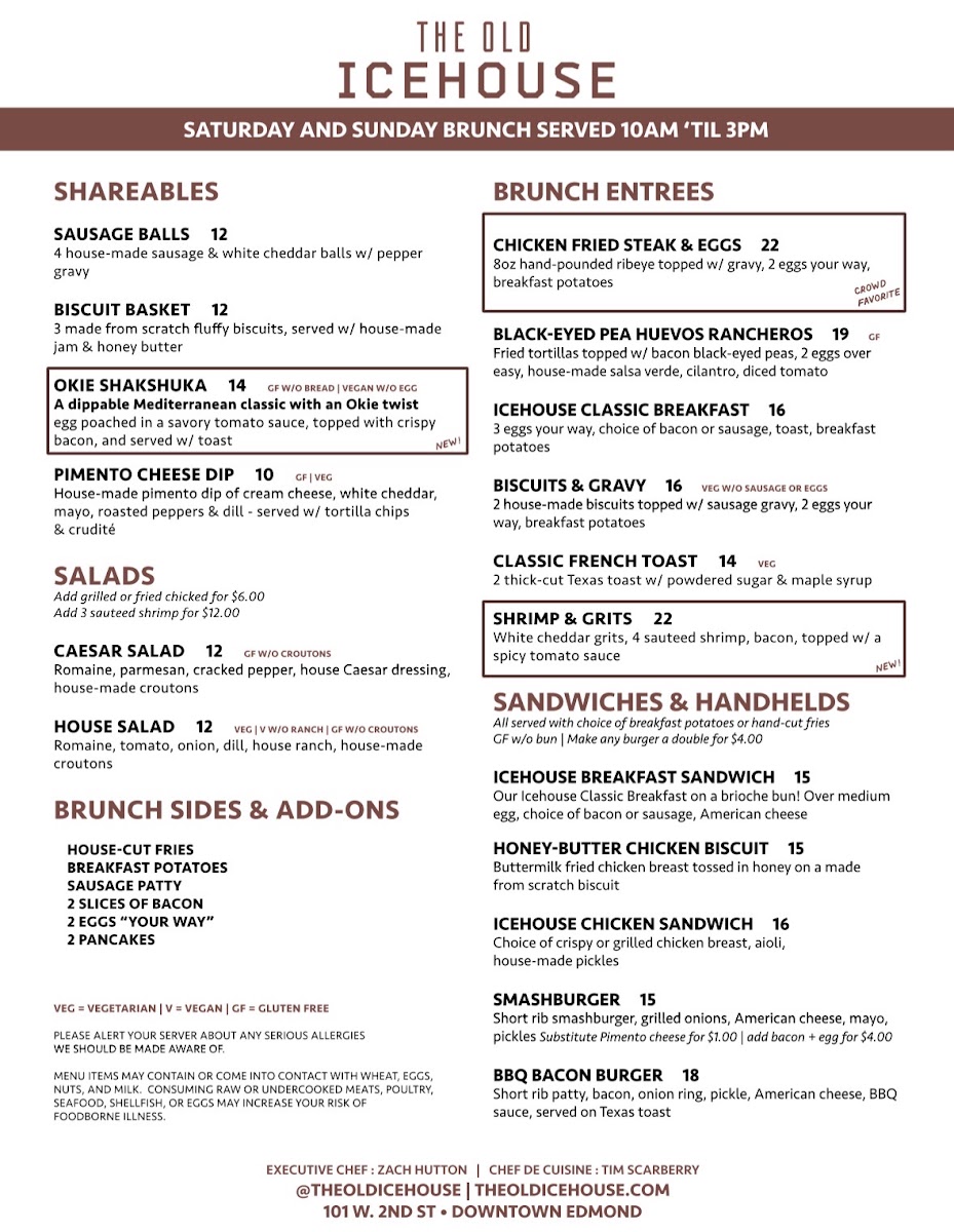The Old Icehouse menu board