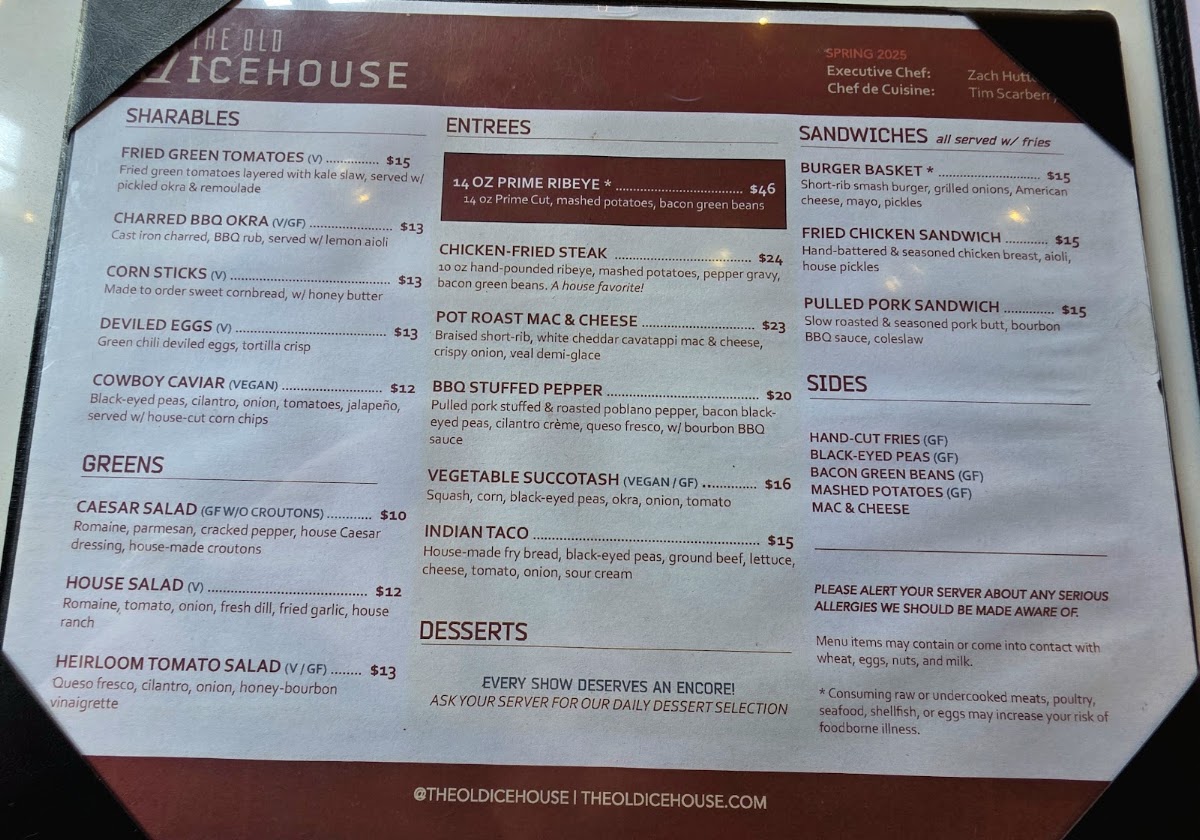 The Old Icehouse menu board