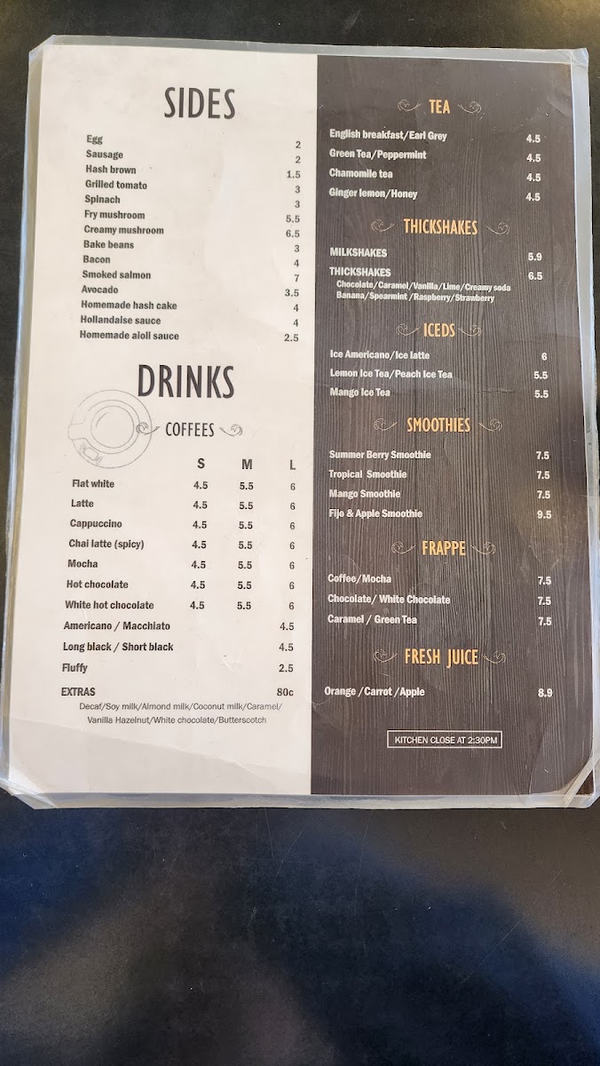 Cafe Club & Bakery menu board