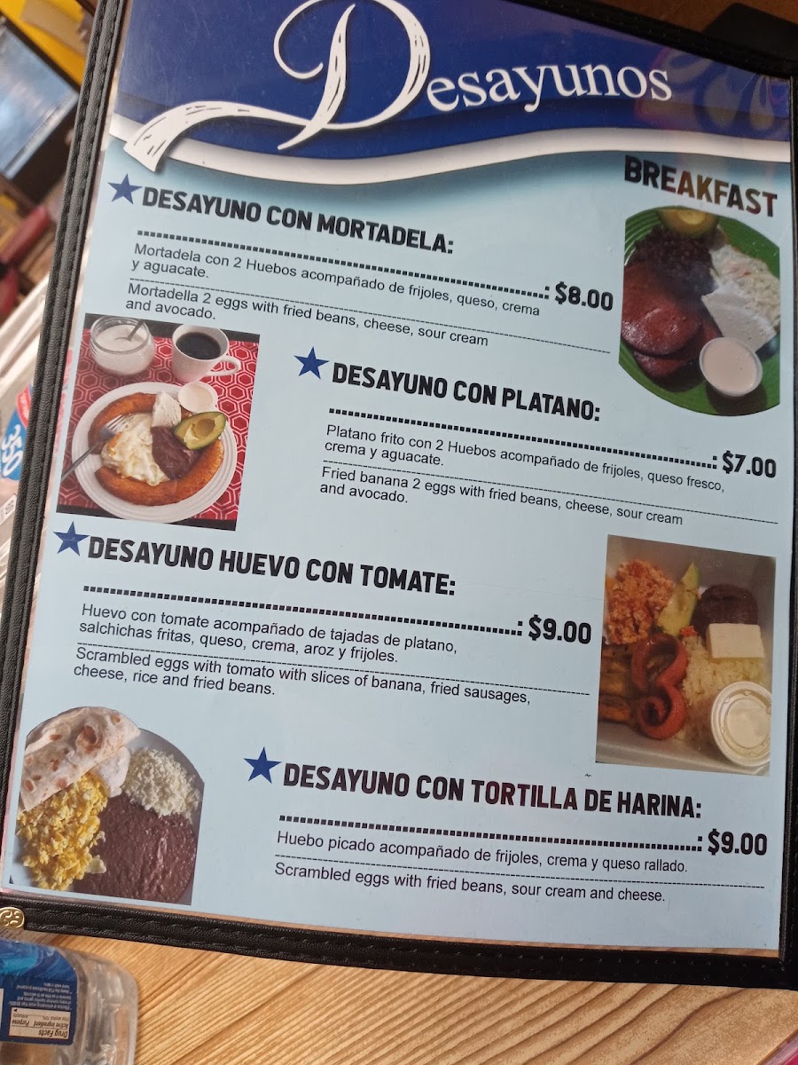 Honduras Restaurant menu board
