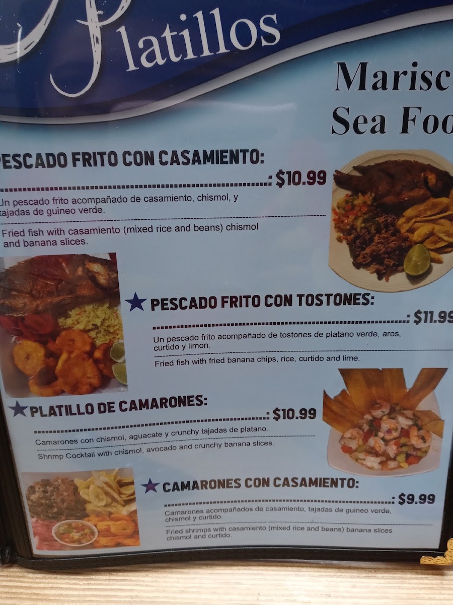 Honduras Restaurant menu board