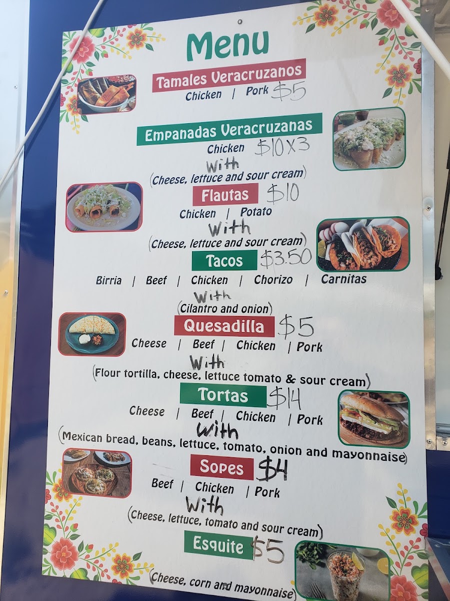Antojos lolita menu board