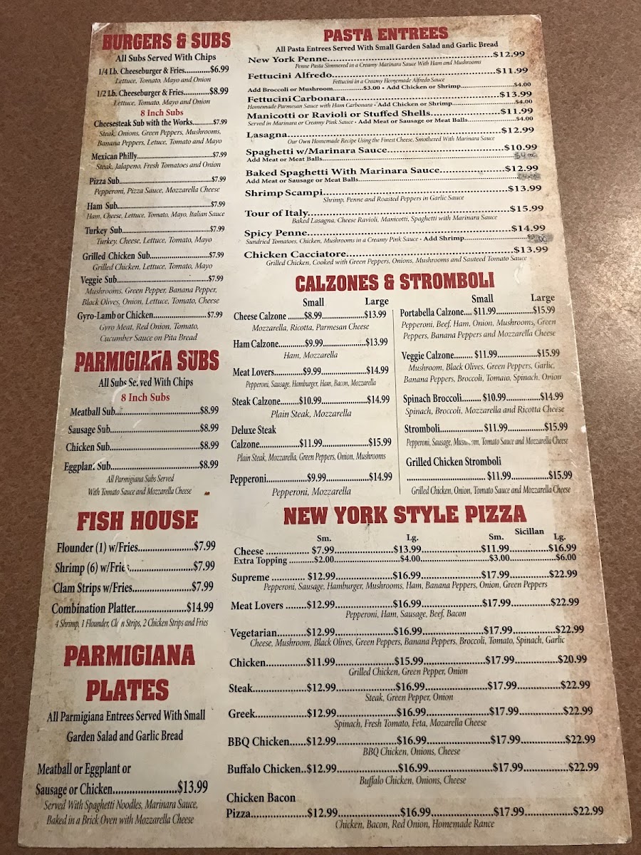 Portabella Italian Restaurant menu board