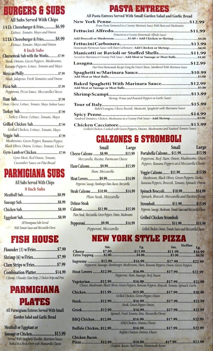 Portabella Italian Restaurant menu board