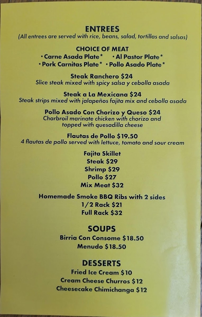 Guadalajara Grill Restaurant | Mexican menu board
