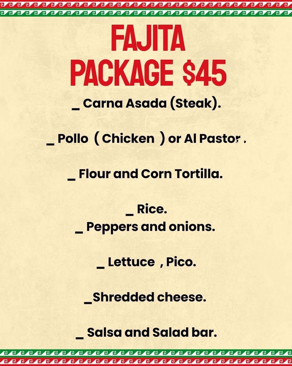 Guadalajara Grill Restaurant | Mexican menu board