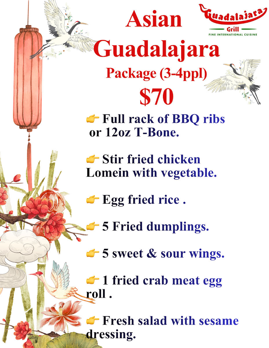 Guadalajara Grill Restaurant | Mexican menu board