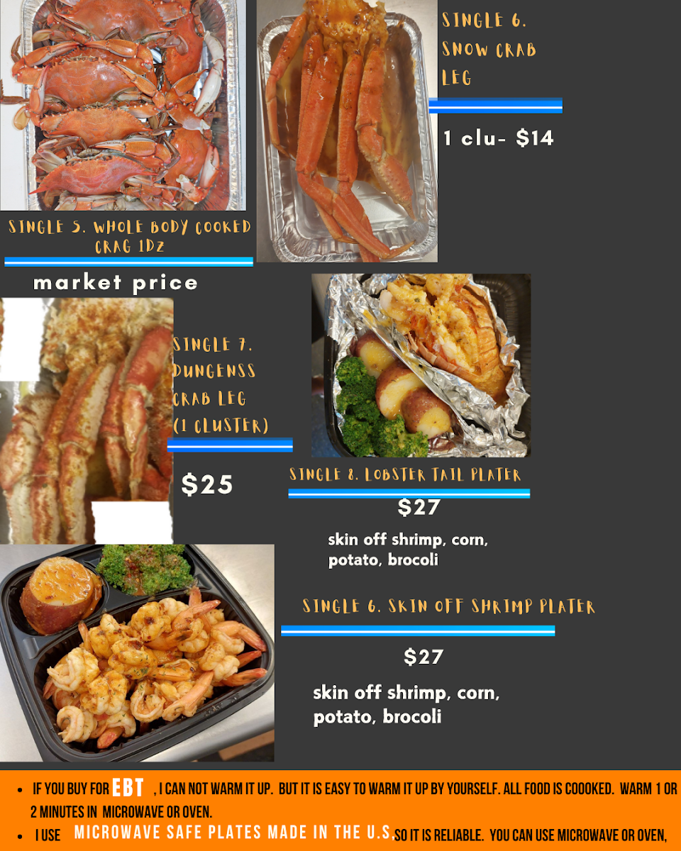 Rainbow Seafoods menu board