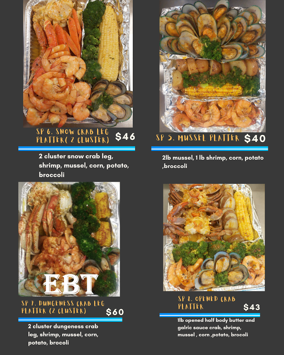 Rainbow Seafoods menu board