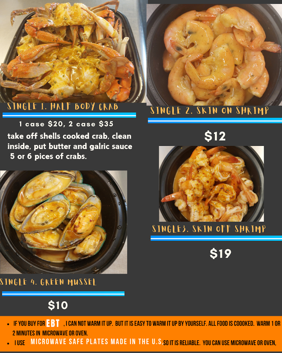 Rainbow Seafoods menu board