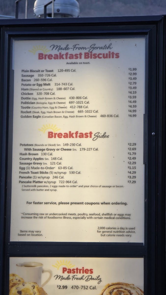Tudor's Biscuit World menu board