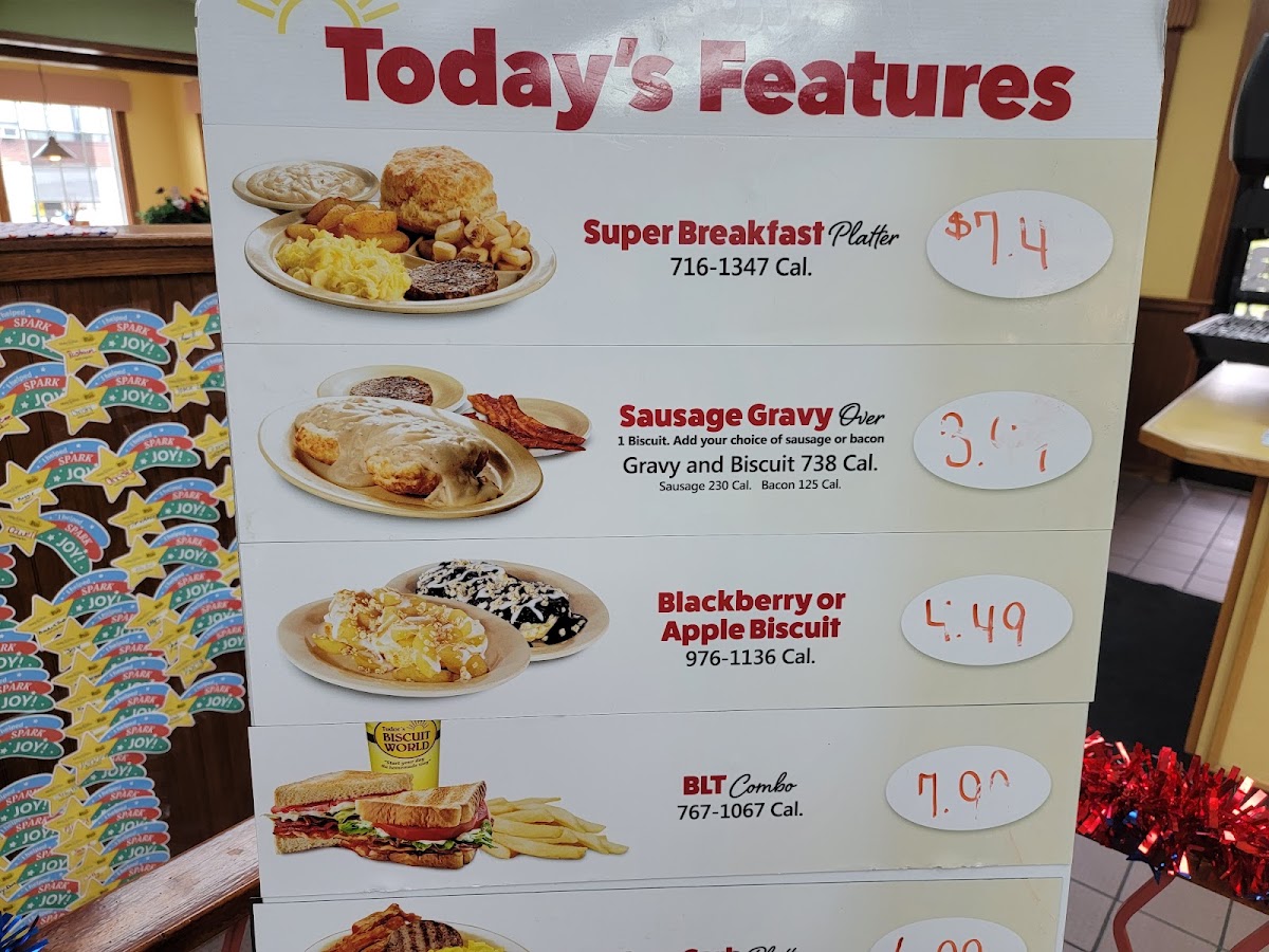 Tudor's Biscuit World menu board
