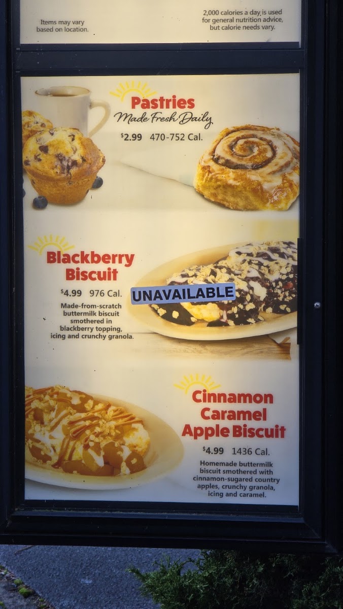 Tudor's Biscuit World menu board