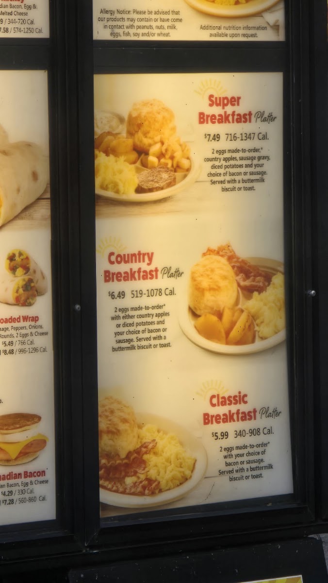Tudor's Biscuit World menu board