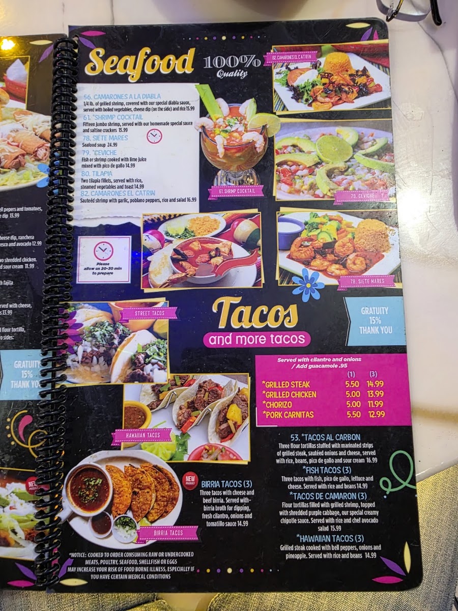 El Sombrero - Brookhaven menu board