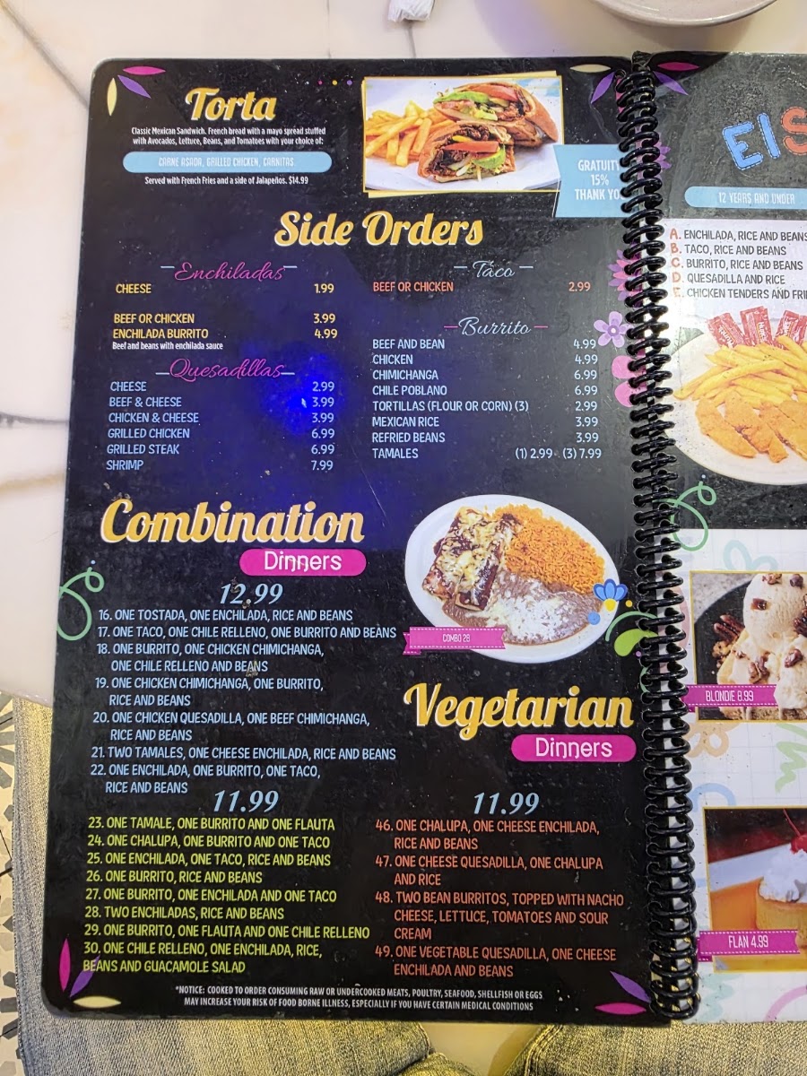 El Sombrero - Brookhaven menu board