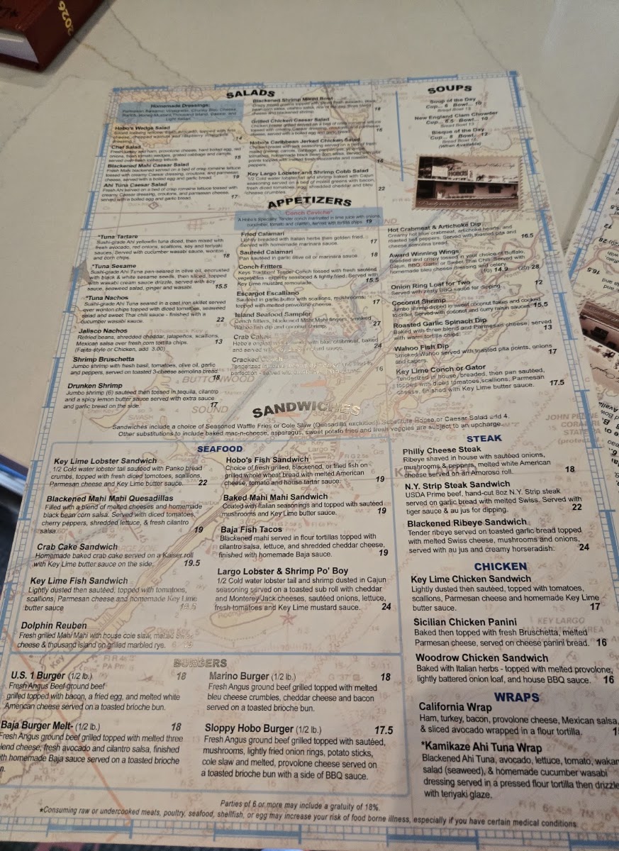 Hobo's Cafe menu board