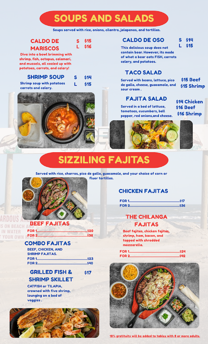 La Costa Family Tex-Mex & Seafood menu board