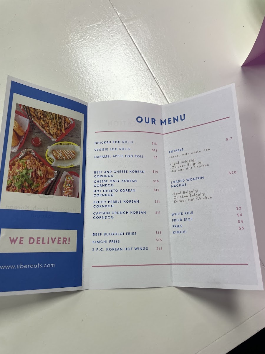 Pok Cha's Egg Rolls menu board