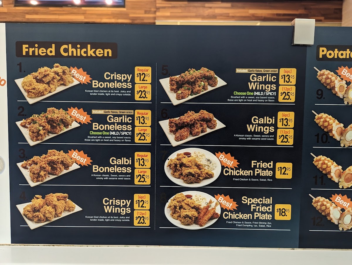Seoul Korean Corndog & Fried Chicken menu board
