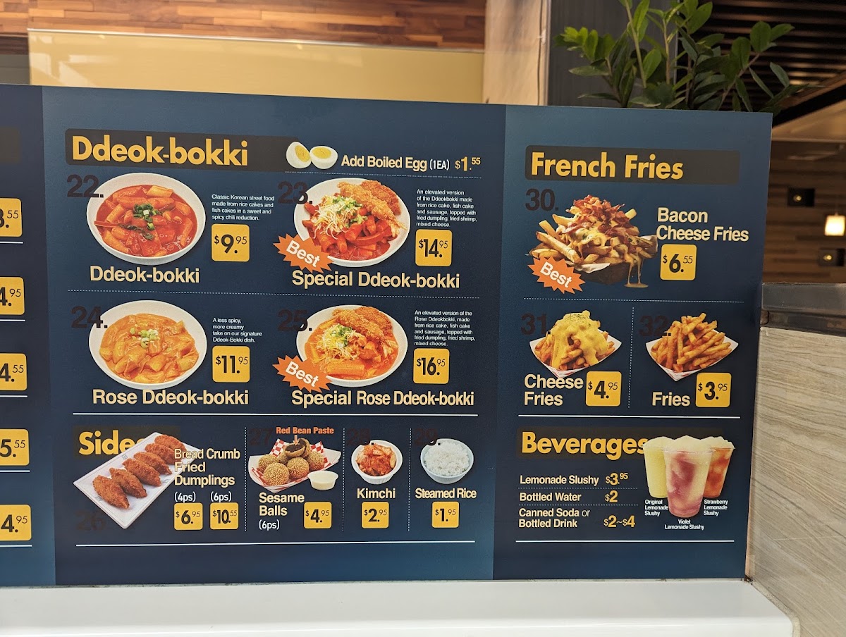 Seoul Korean Corndog & Fried Chicken menu board