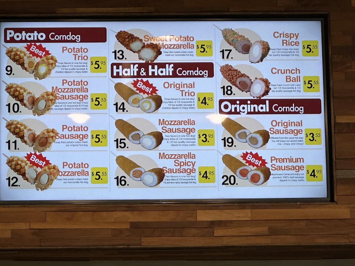 Seoul Korean Corndog & Fried Chicken menu board