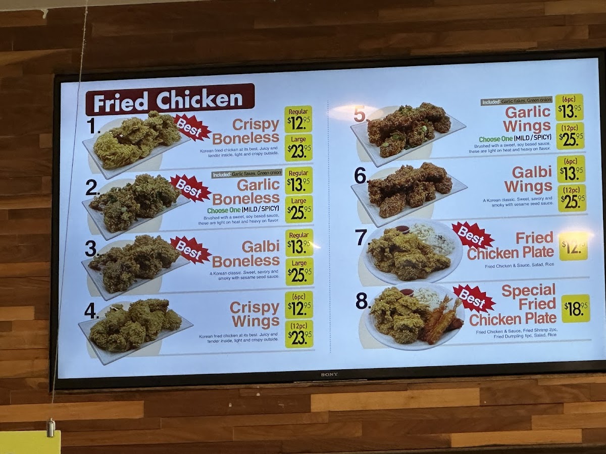 Seoul Korean Corndog & Fried Chicken menu board