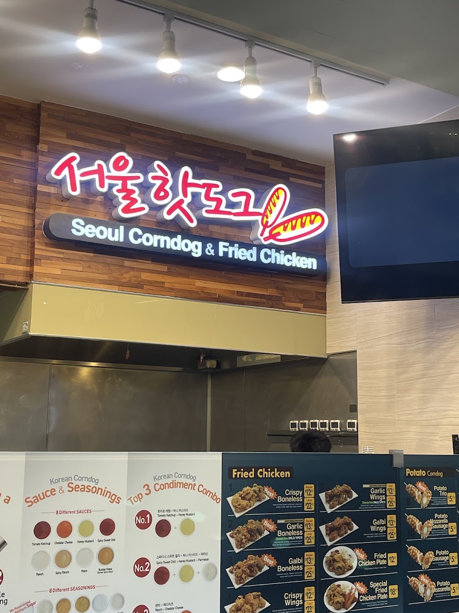 Seoul Korean Corndog & Fried Chicken menu board