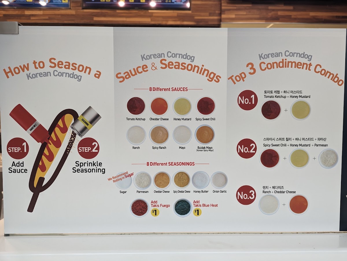 Seoul Korean Corndog & Fried Chicken menu board