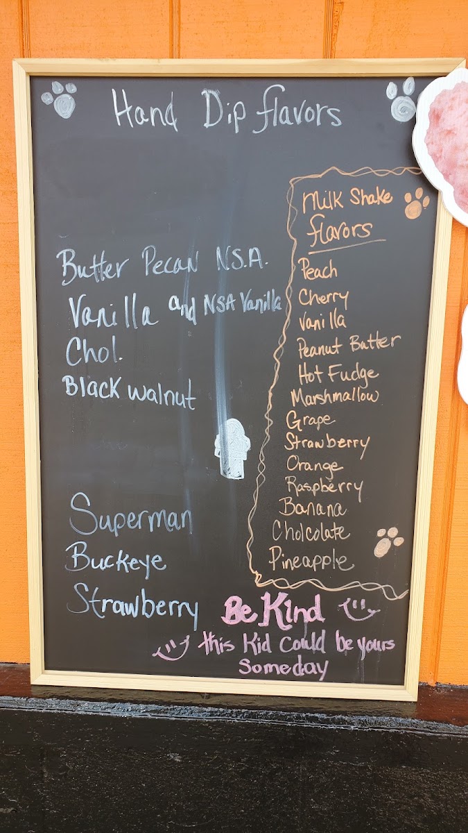 Panther Drive In menu board