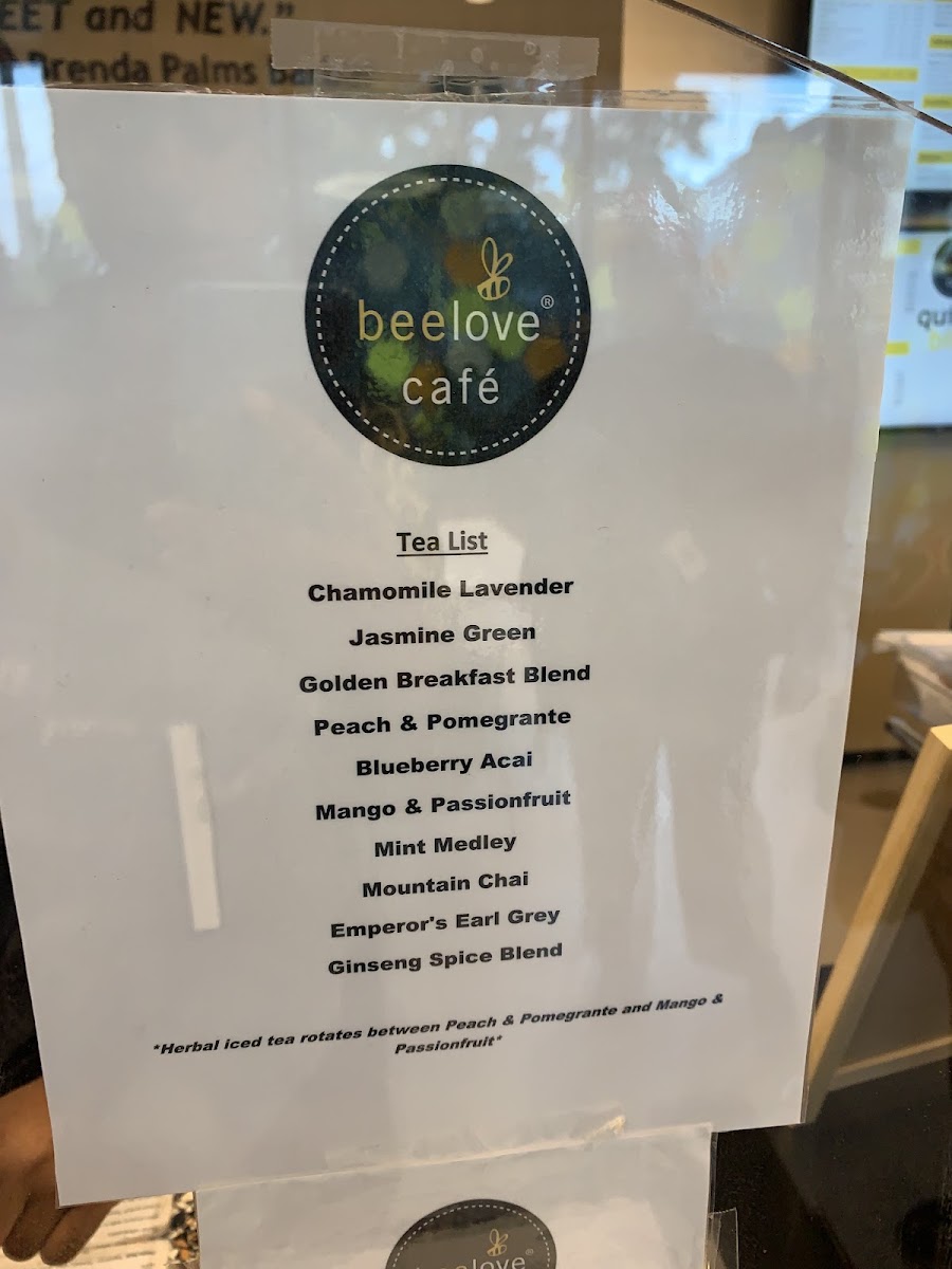 the beelove cafe menu board
