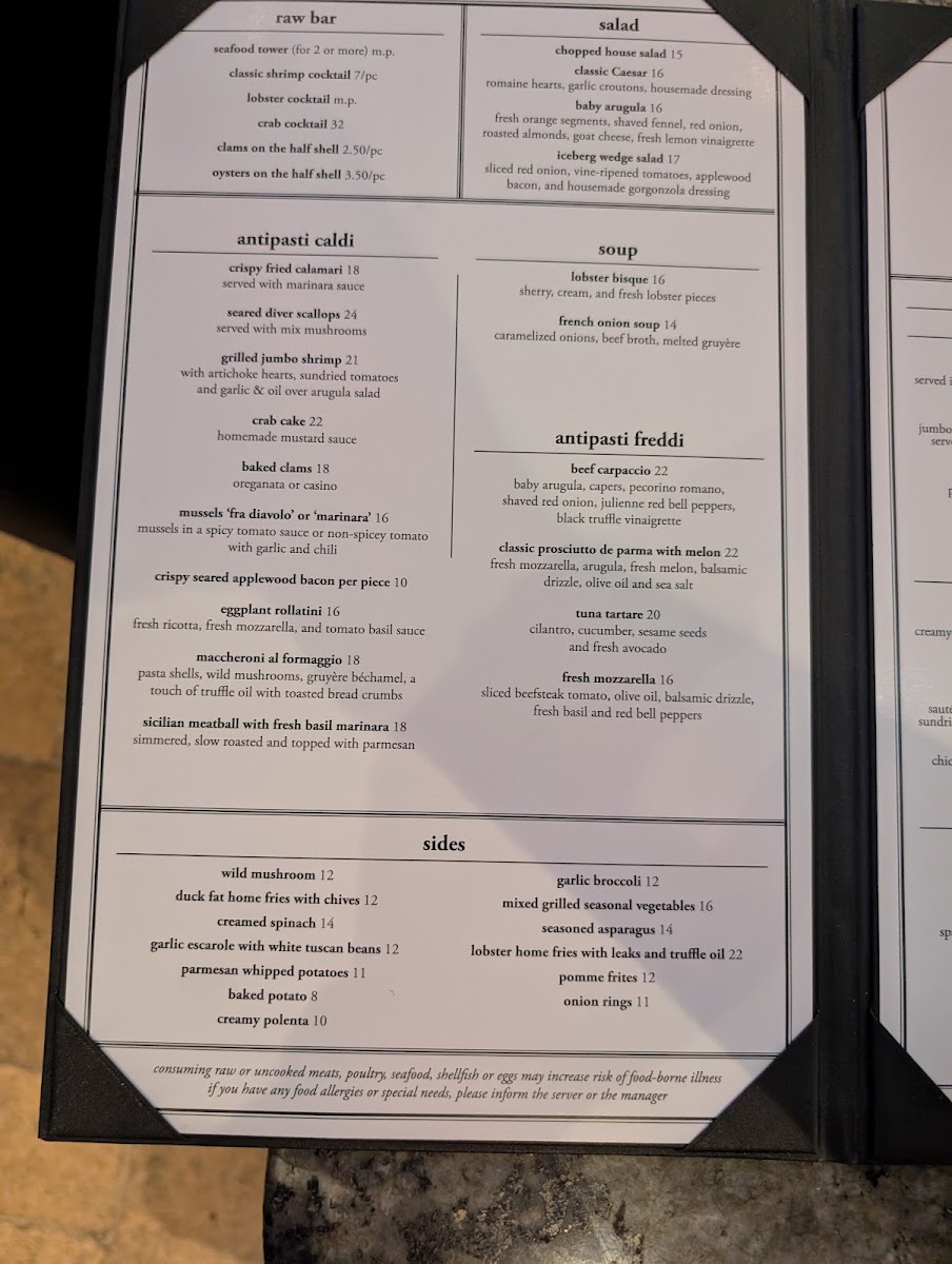 Lenny's Seafood & Steakhouse menu board