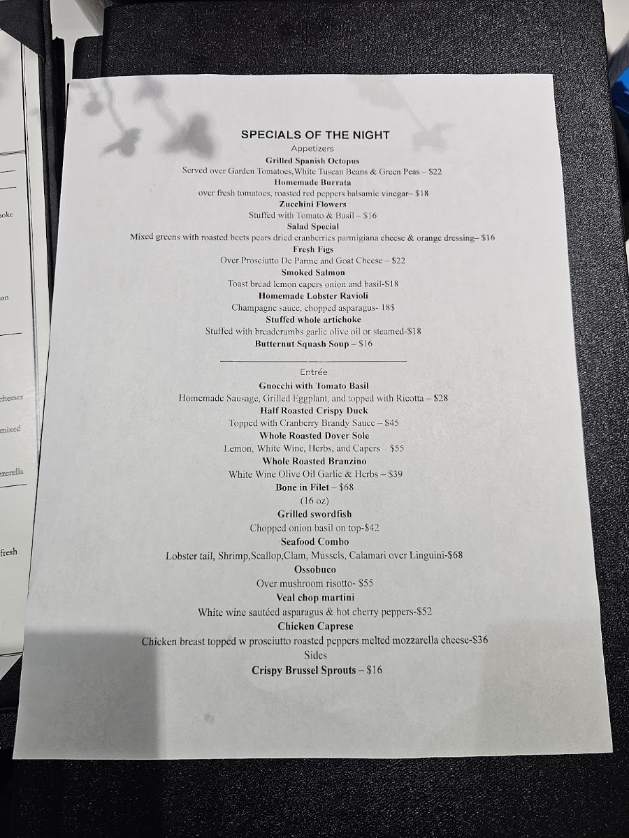 Lenny's Seafood & Steakhouse menu board